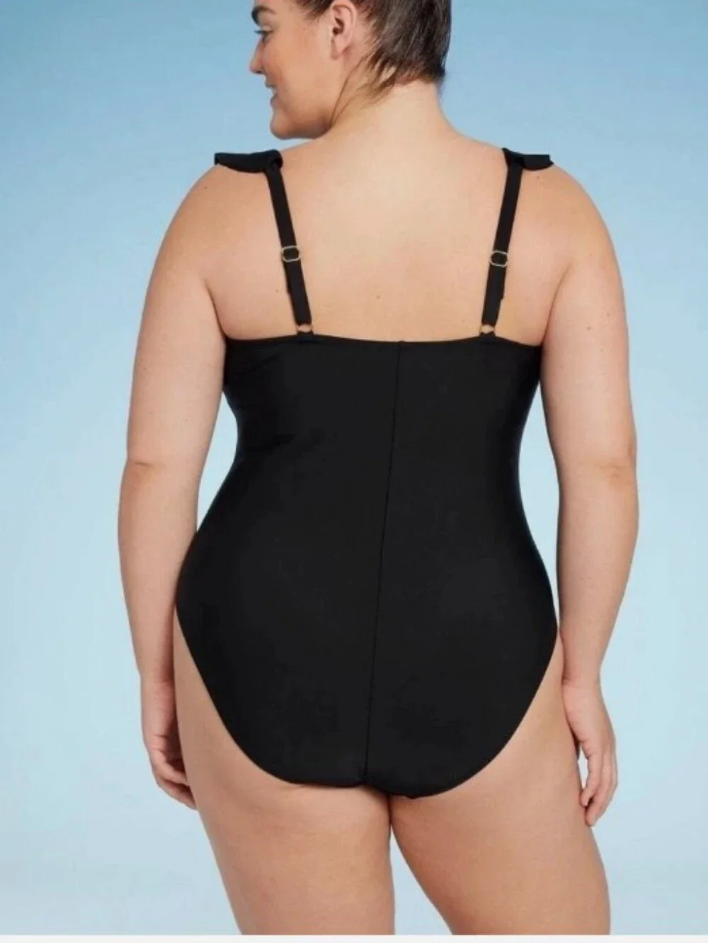 Ruffled One-Piece Swimsuit Black Sz XL (16) by Shade & Shore NWT